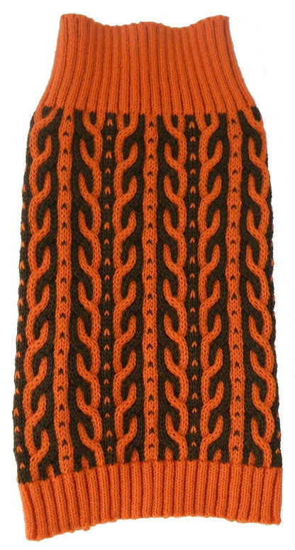 Pet Life ® 'Harmonious' Dual Color Weaved Heavy Cable Knitted Fashion Designer Dog Sweater